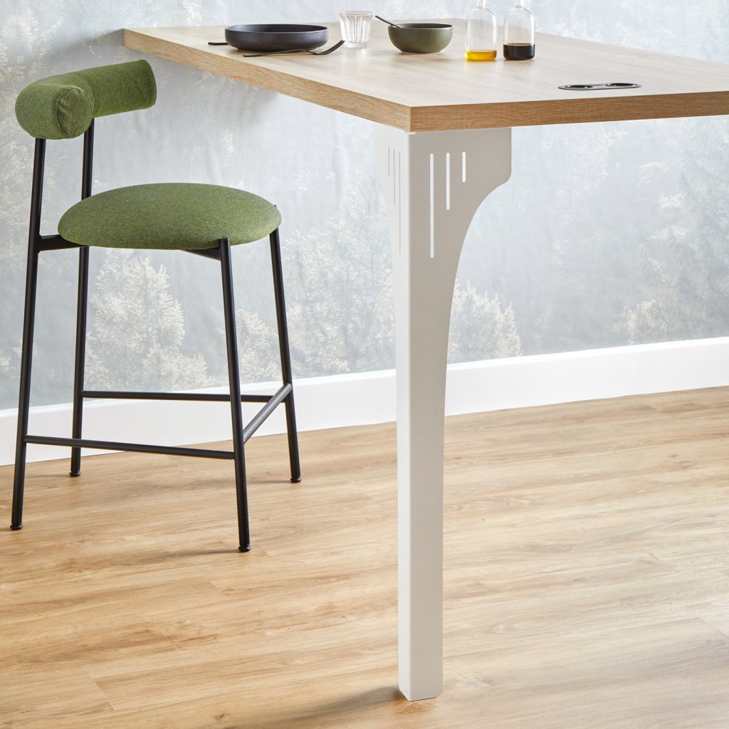 Pied de table STRONG avec découpe décorative-Blanc mat-H.710mm