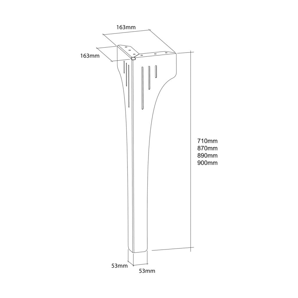 Pied de table STRONG avec découpe décorative- Noir mat-H.710mm- Vendu par 2