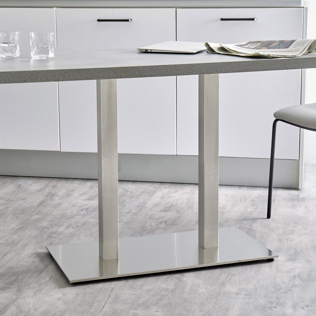Pied double central carré acier inoxydable AISI 304 MSA D60IB