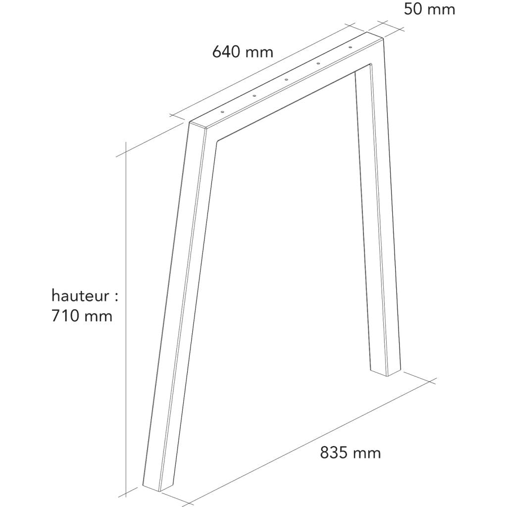 Pied NEVADA - largeur haute : 640mm - largeur basse : 835mm - hauteur 710mm - finition blanc mat (RAL9010)
