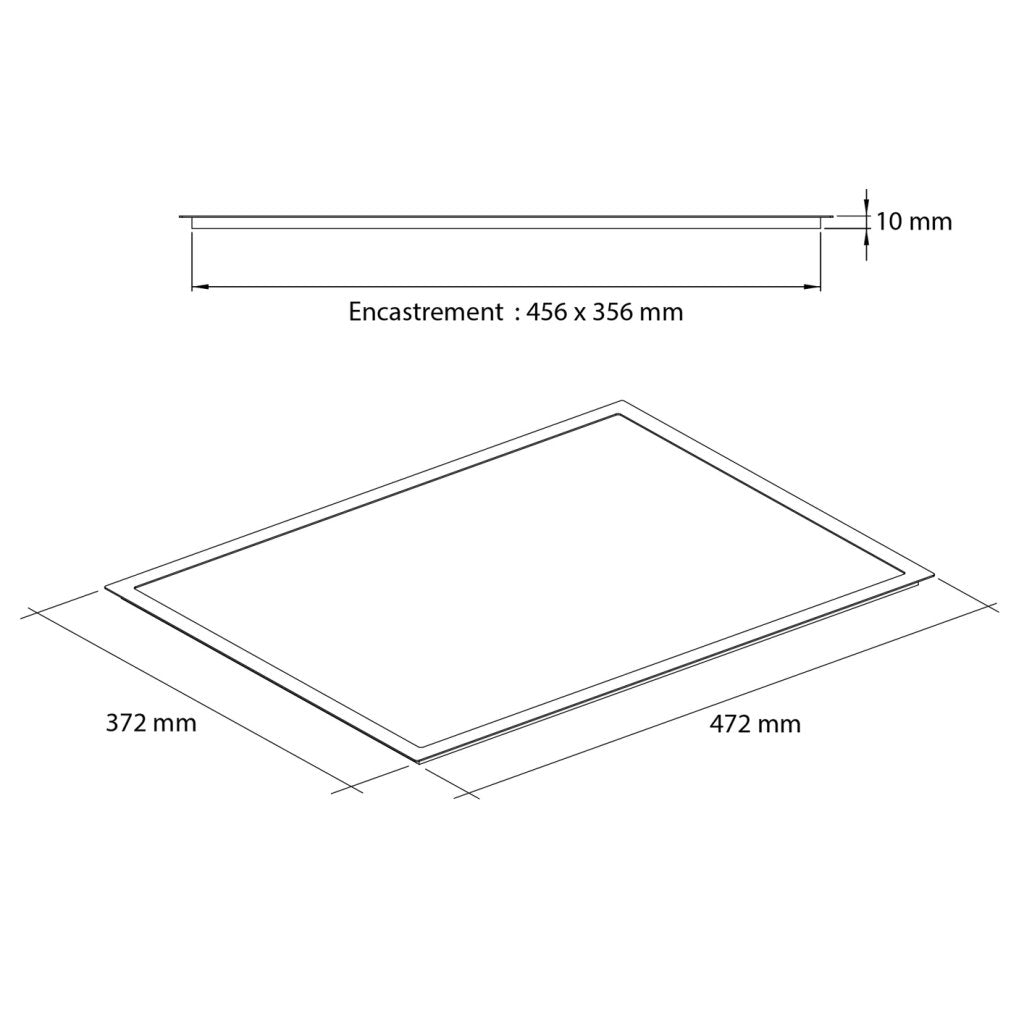 Planche à découper-Cadre inox ép.10mm-Plaque de DEKTON Blanc mat 472x372mm-A encastrer