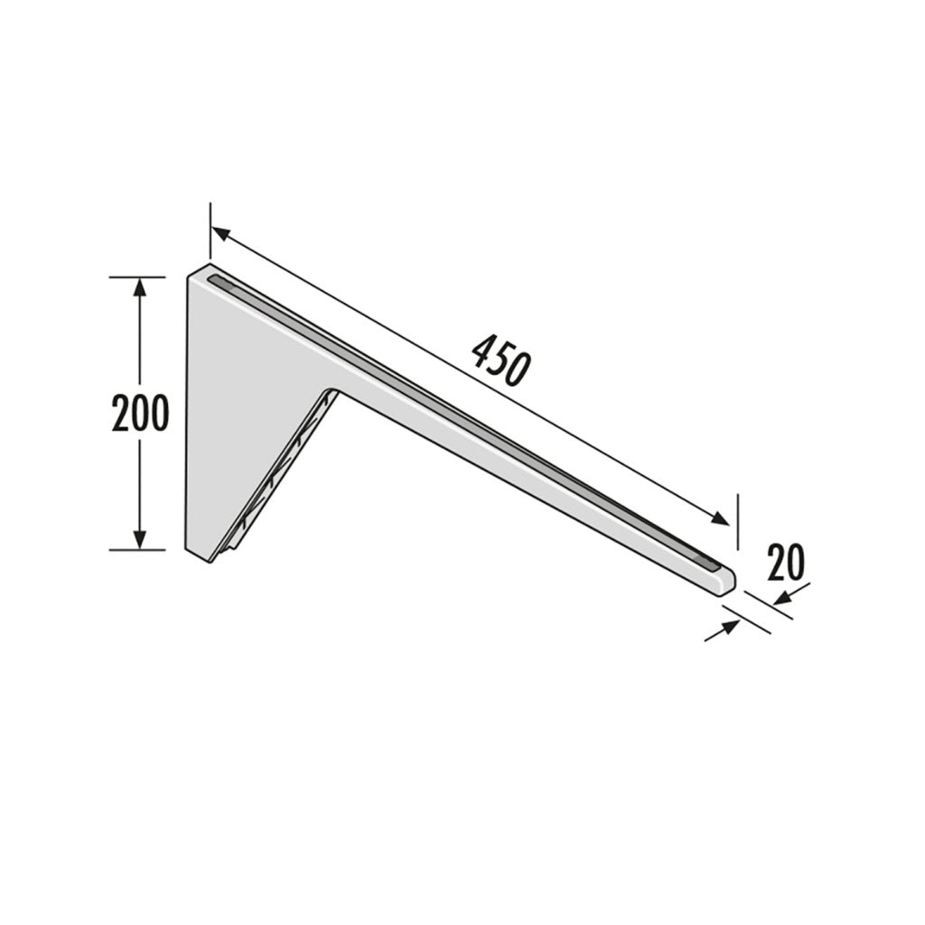 Porte-torchons 1 branche - 450x200x20mm - Finition gris foncé