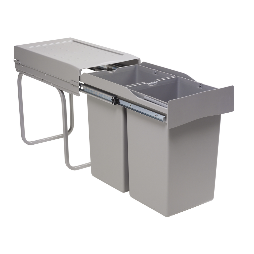 Poubelle MSA 222G 2 x 14 L grise pour meuble de 300 mm
