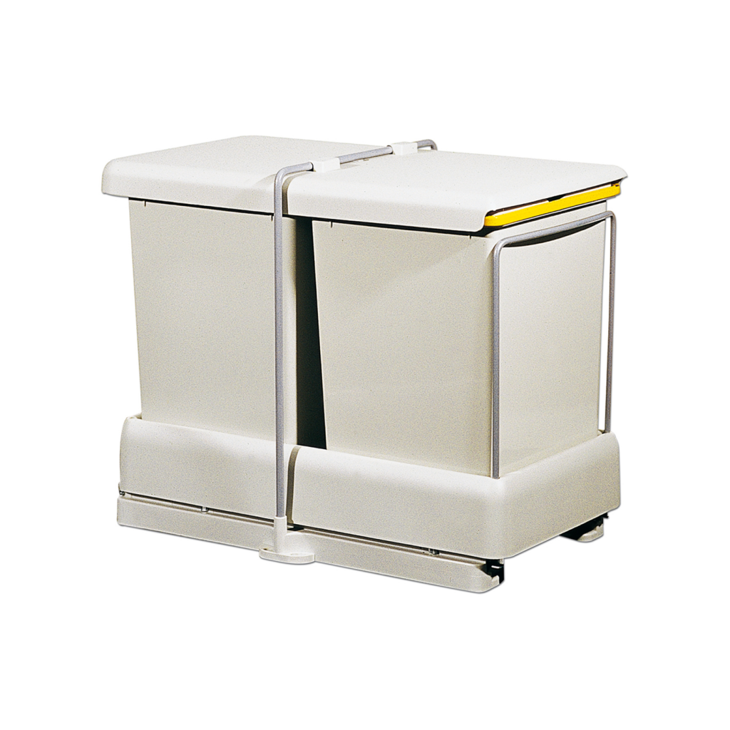 Poubelle pour meuble de 400mm composé de 2 seaux : 2 x 10,5L - l.267 x P. 440 x H. 362mm - ouverture automatique - Gris clair - MSA 242
