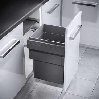 Poubelle coulissante 1x55L meuble 450mm gris orion