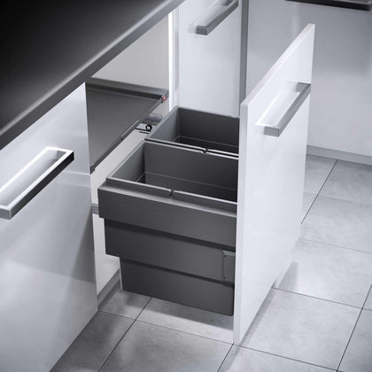 Poubelle coulissante 2x28L meuble 600mm gris orion