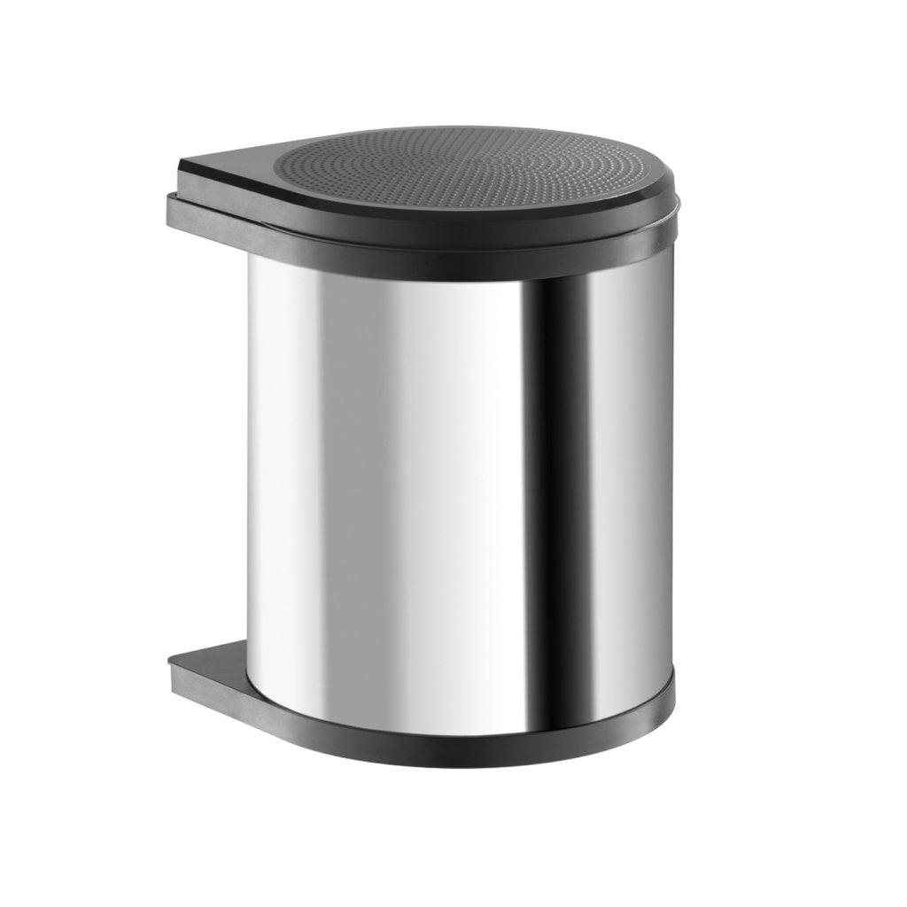 Poubelle ronde automatique en inox et noir de 20L - l. 304 x P.304 x H.456 à 476mm - fixation sur porte et caisson - pour meuble de 400mm - MSA B381