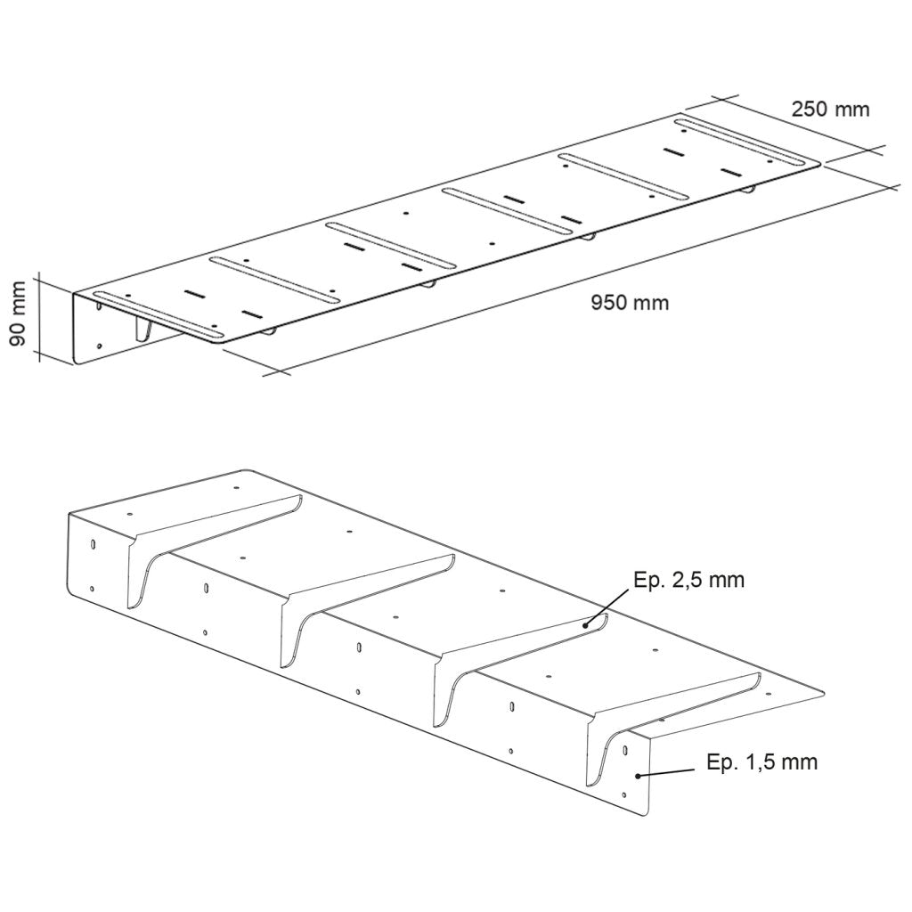 Prolongateur PLAK 950 x 250 mm blanc mat