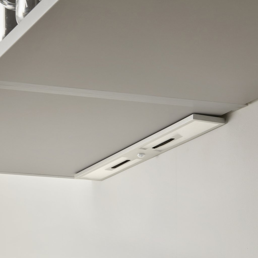 Réglette DOUBLE extra-plate (500x50x8MM) avec détecteur de mouvement - finition alu brossé - puissance 12W - 4000K