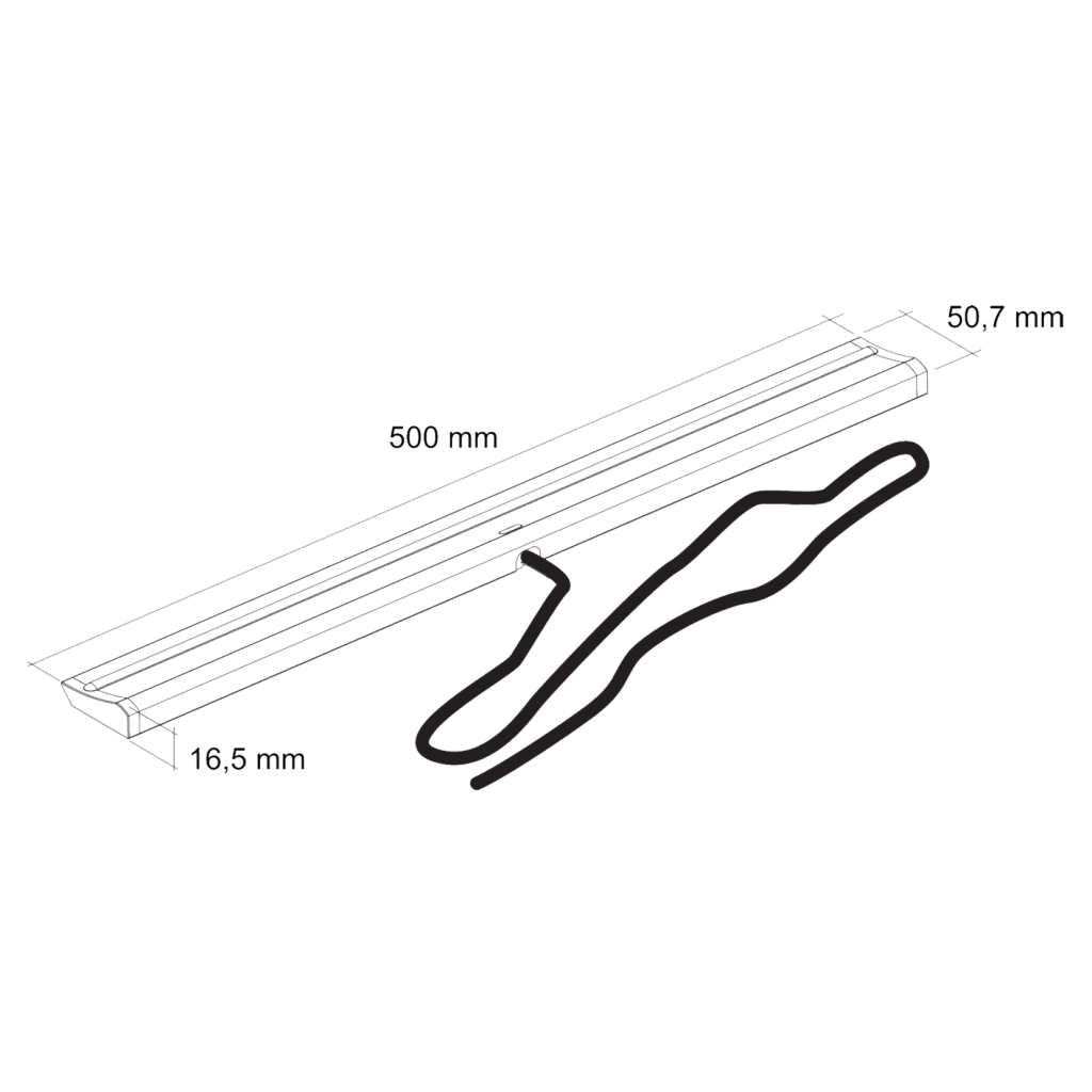 Réglette LED WAVE (500 x 50,7 x 16,5) avec interrupteur infra-rouge et convertisseur intégré - finition aluminium anodisé - puissance 5W / 373lm - 230VAC - 4000K