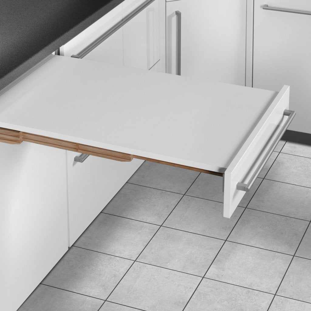 Table escamotable pour meuble de 600mm - 560x800mm -Encombrement 560x 500mm (repliée)- finition blanc